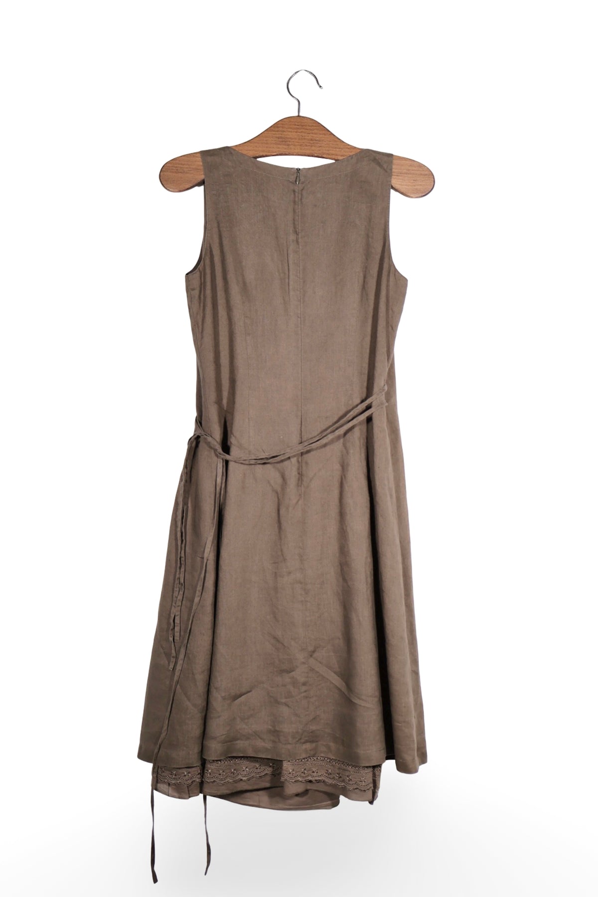 Rochie - Premium rochie petrecută maro taupe, cu falduri fluide – S – Femei - spate