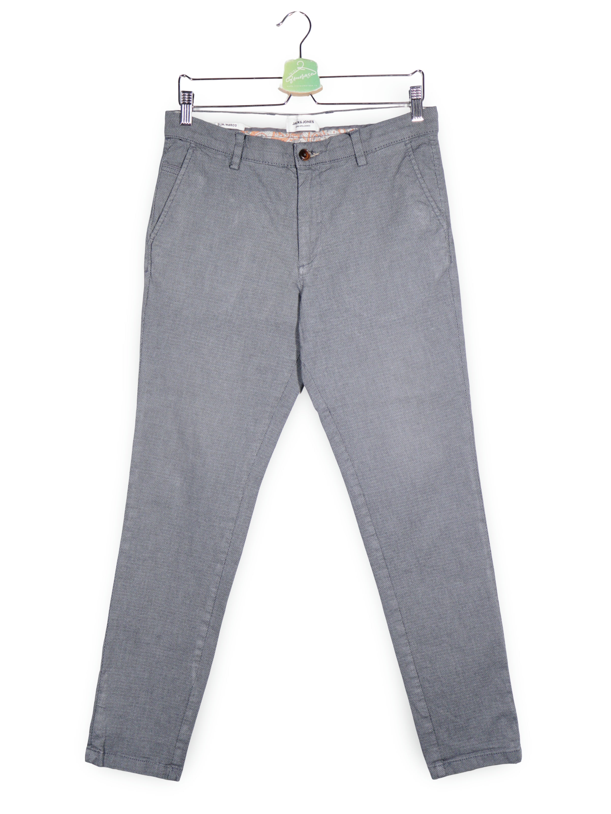 Pantaloni JACK&JONES gri mărime M vedere din față second-hand premium