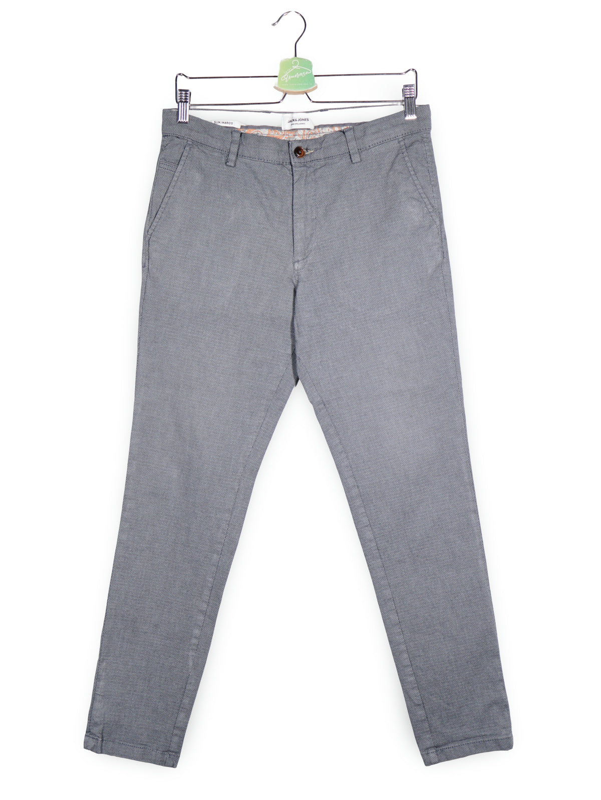 Pantaloni JACK&JONES gri mărime M vedere din față second-hand premium