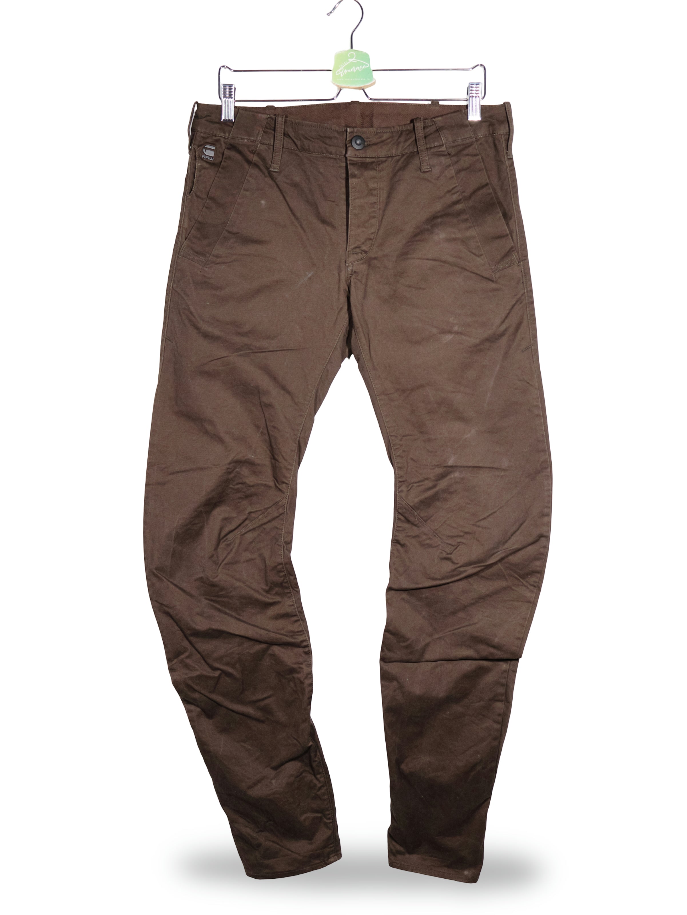 Pantaloni G-STAR maro mărime M vedere din față second-hand premium
