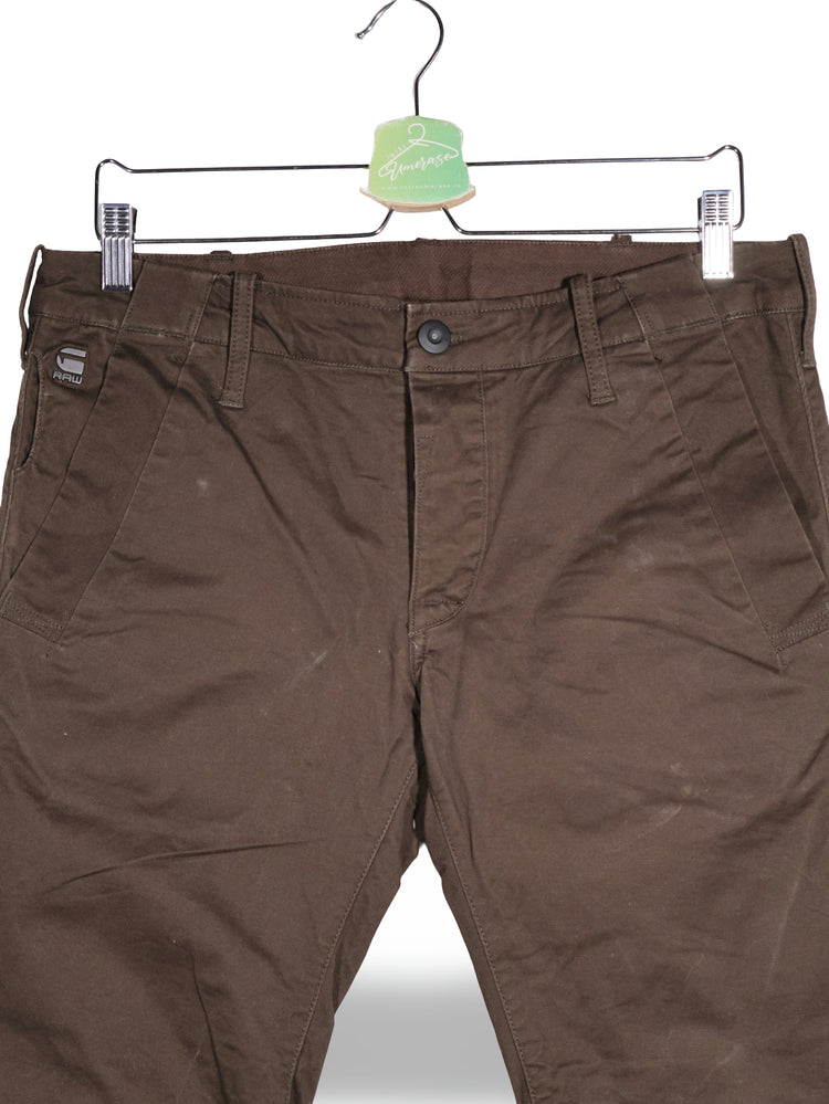 Pantaloni G-STAR maro mărime M detaliu material și croială second-hand premium