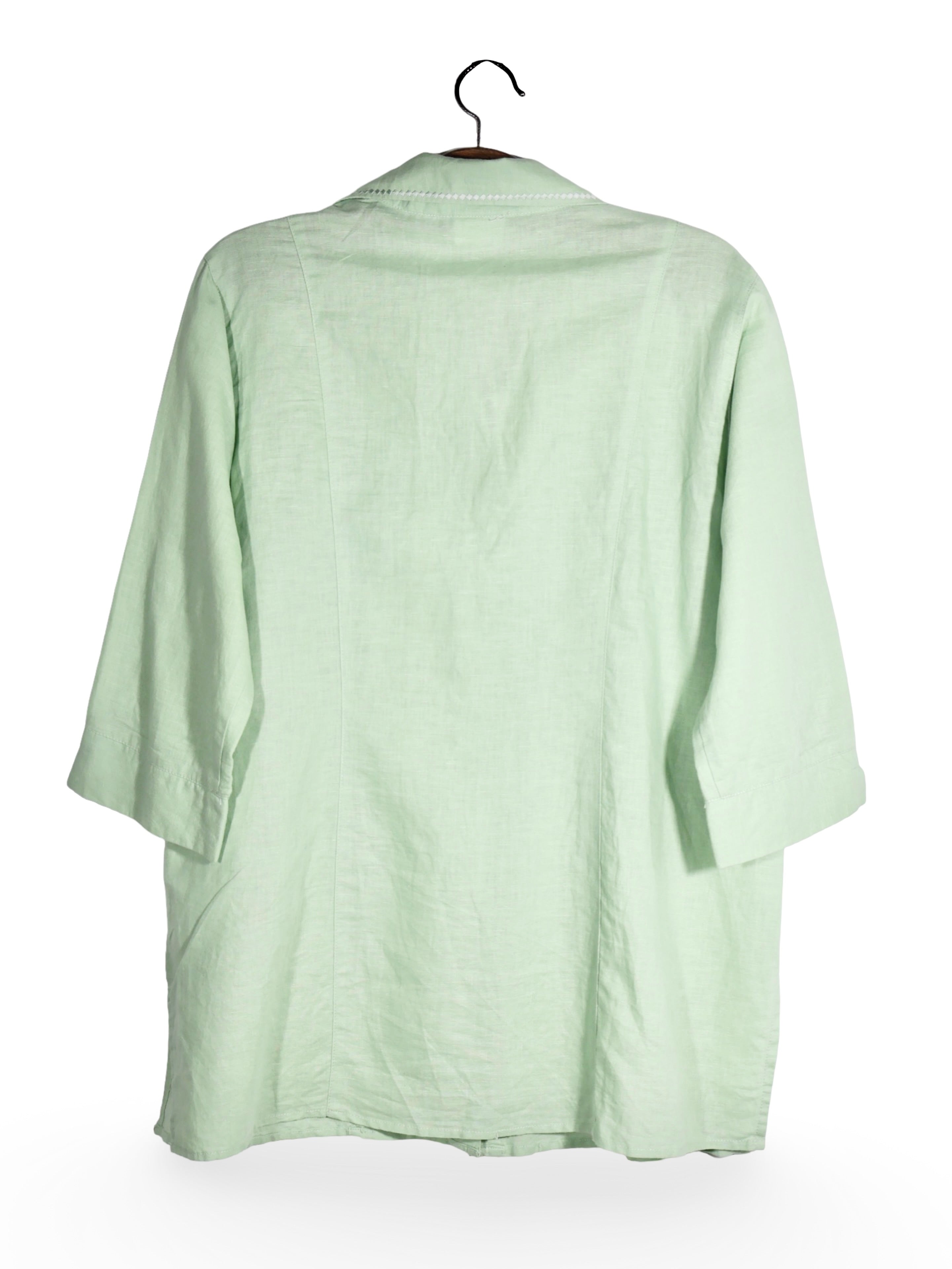 Cămașă Alte branduri verde pastel din in si bumbac – XL – Femei - imagine 3