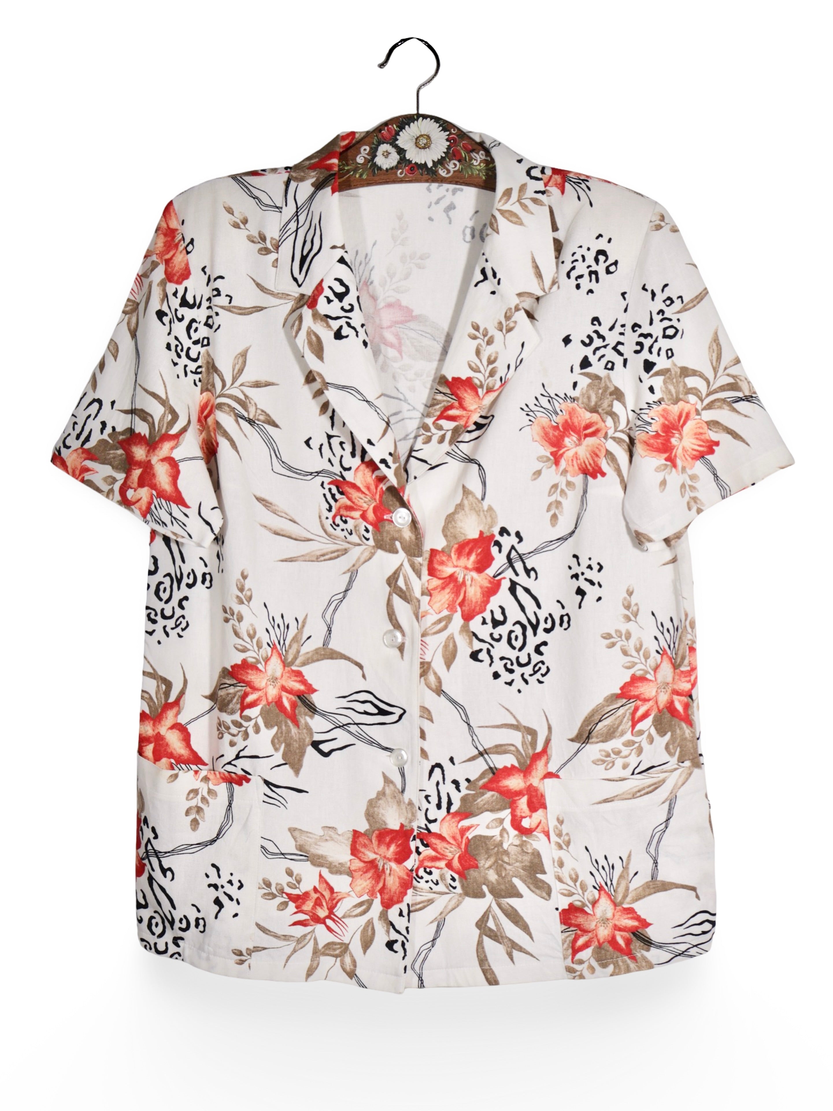Cămașă C&A alb crem cu imprimeu floral – XL – Femei - imagine 1