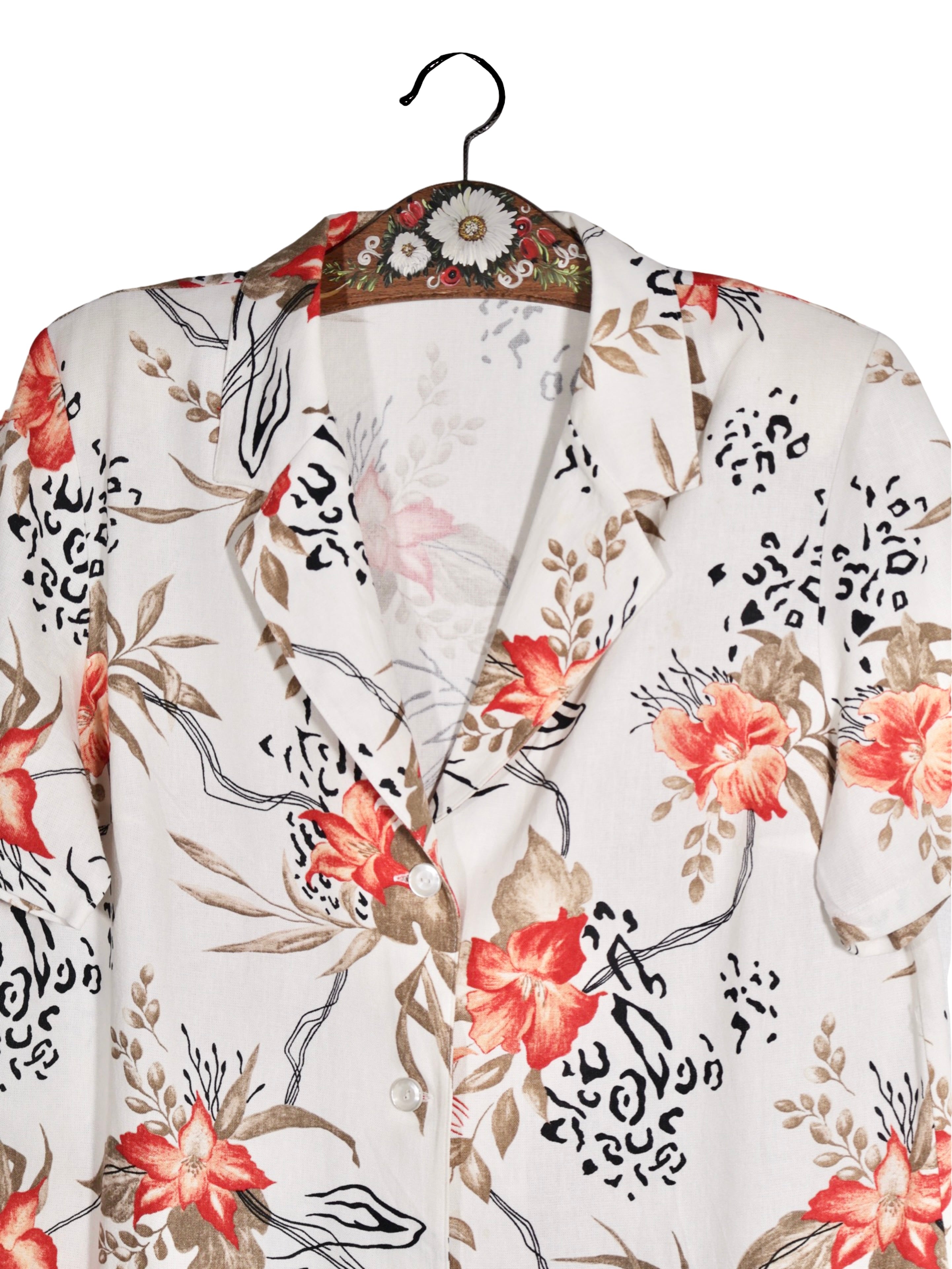 Cămașă C&A alb crem cu imprimeu floral – XL – Femei - imagine 2