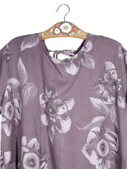 Rochie Vigina Laur mov prună cu imprimeu floral mărime XL detaliu material și croială second-hand premium