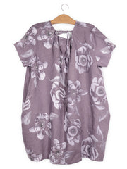 Rochie Vigina Laur mov prună cu imprimeu floral mărime XL vedere din spate second-hand premium