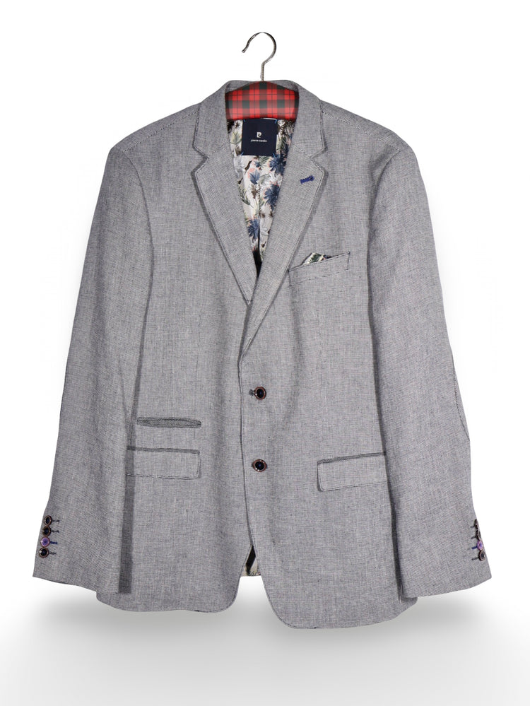 Sacou Pierre Cardin gri cu textură fină și căptușeală florală – L – Bărbați - imagine 1