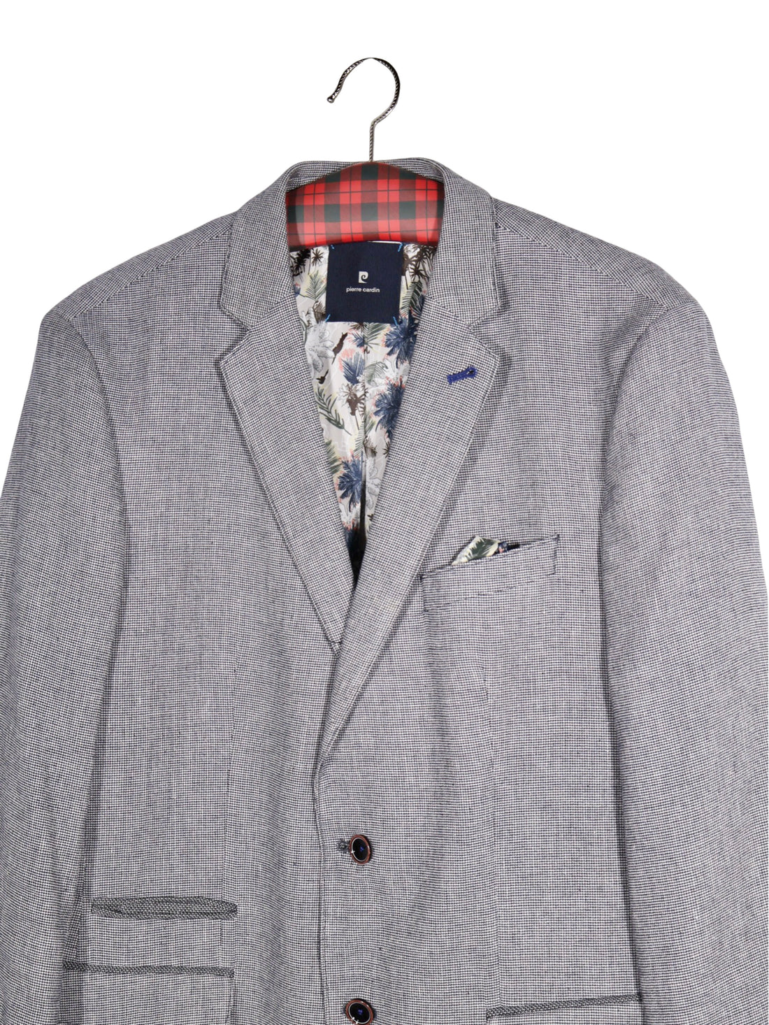 Sacou Pierre Cardin gri cu textură fină și căptușeală florală – L – Bărbați - imagine 2