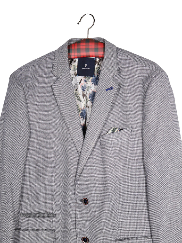 Sacou Pierre Cardin gri cu textură fină și căptușeală florală – L – Bărbați - imagine 2