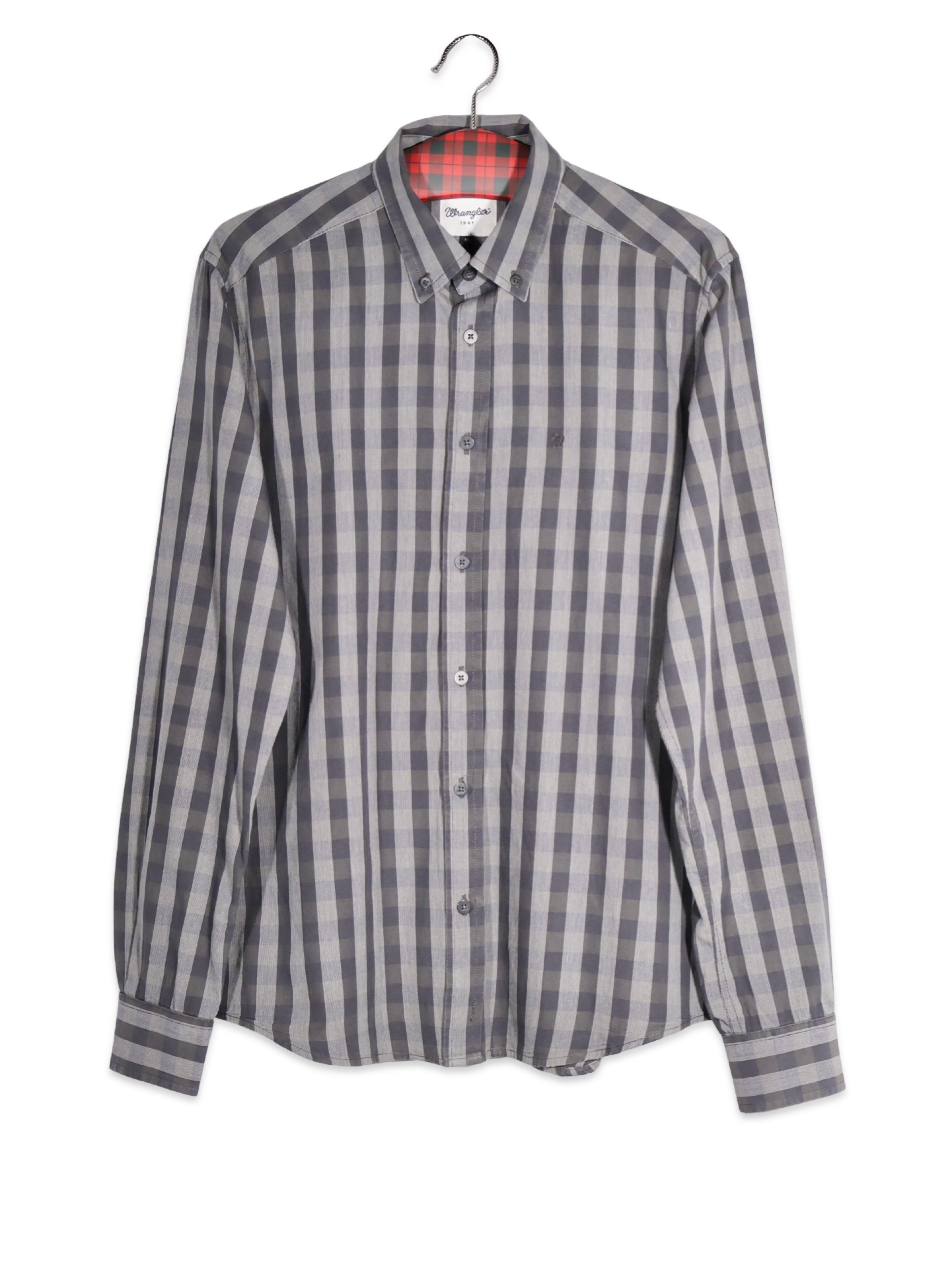 Cămașă Wrangler gri cu carouri – M – Bărbați - imagine 1