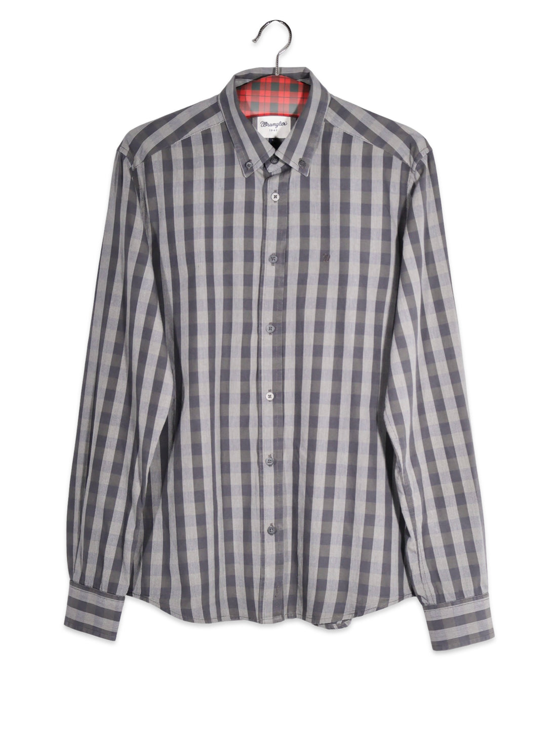 Cămașă Wrangler gri cu carouri – M – Bărbați - imagine 1