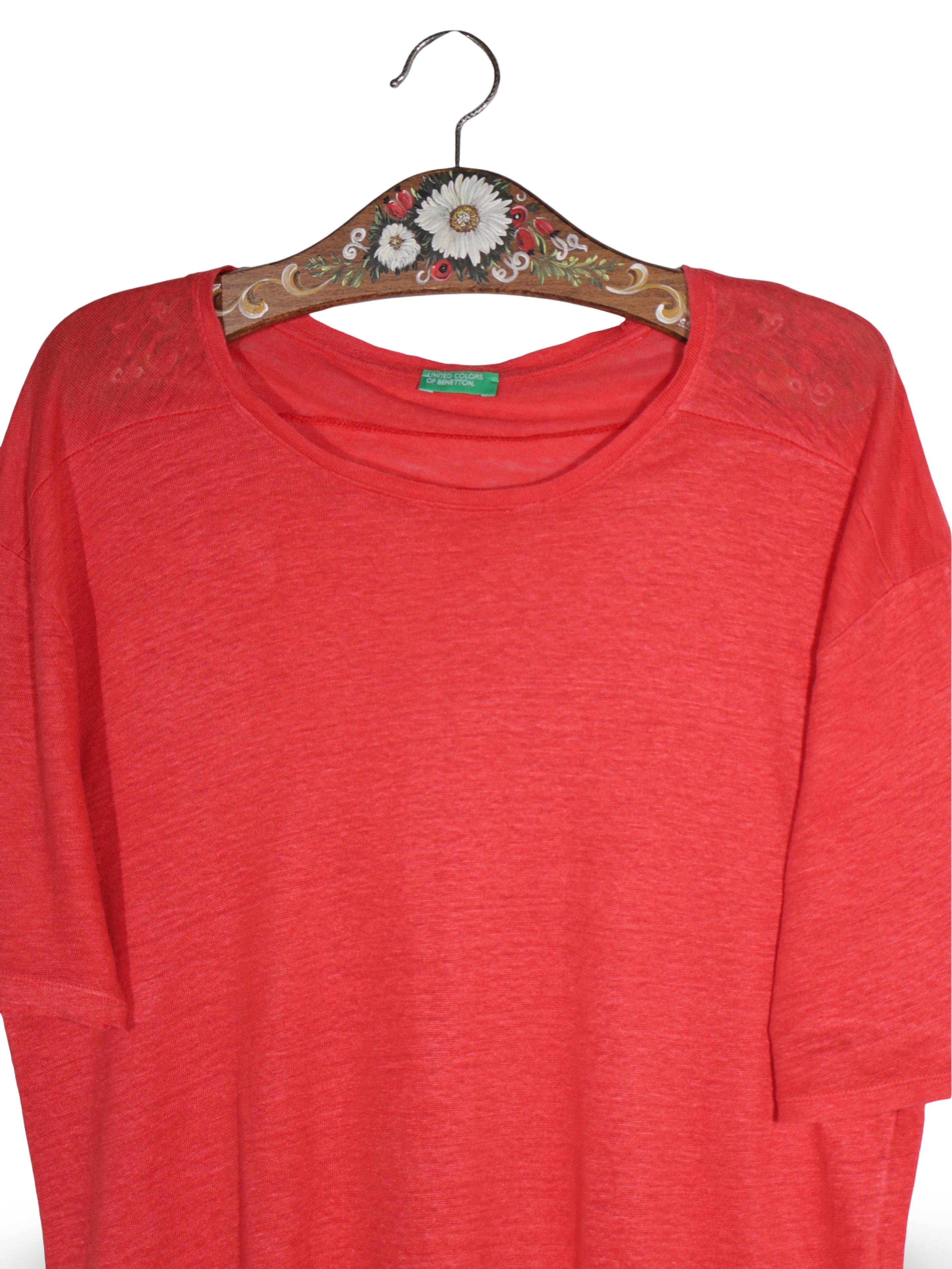 Tricou Benetton roșu din 100%in – M – Femei - imagine 2