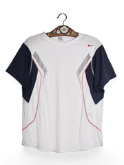 Tricou NIKE alb cu detalii bleumarin – M – Femei - imagine 1