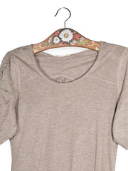 Tricou Premium bej melanj cu maneci incretite – S – Femei - imagine 2