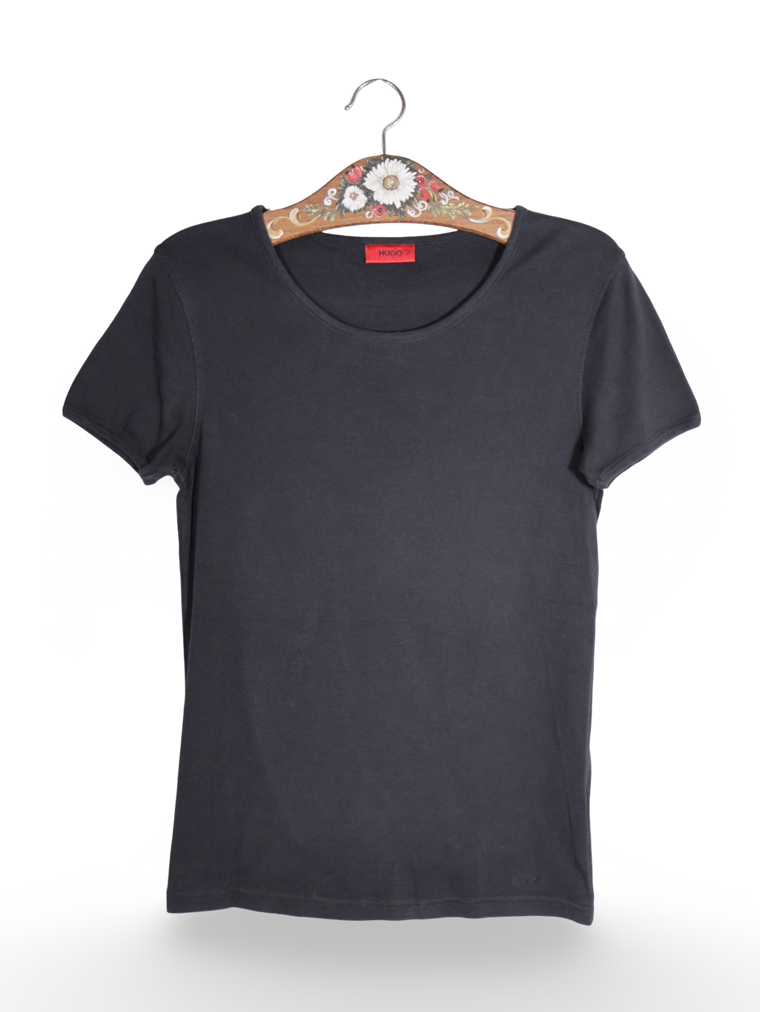 Tricou Hugo Boss negru cu croială simplă – M – Femei - imagine 1
