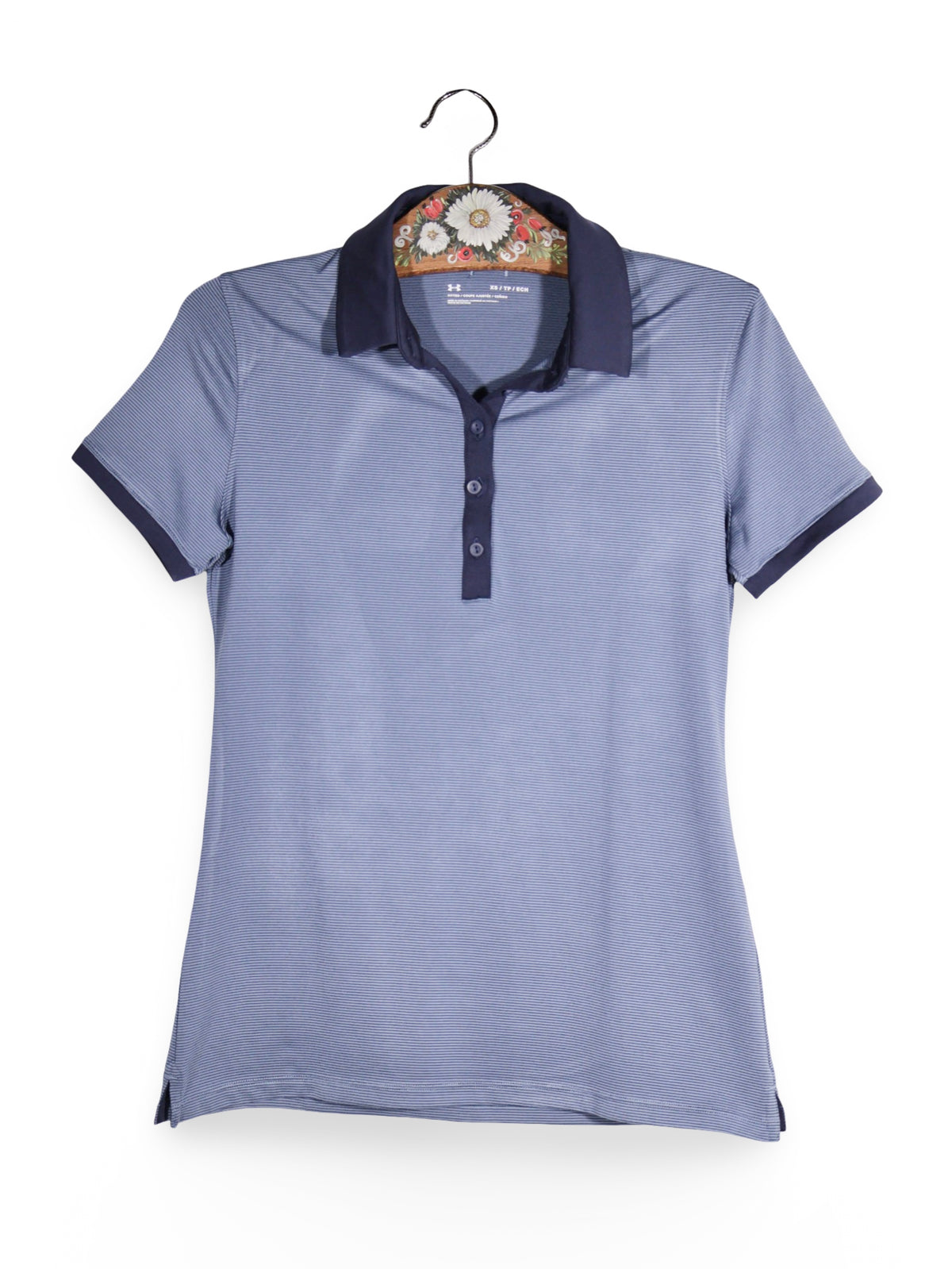 Tricou Under Armour cu dungi fine si guler contrastant – XS – Femei - imagine 1