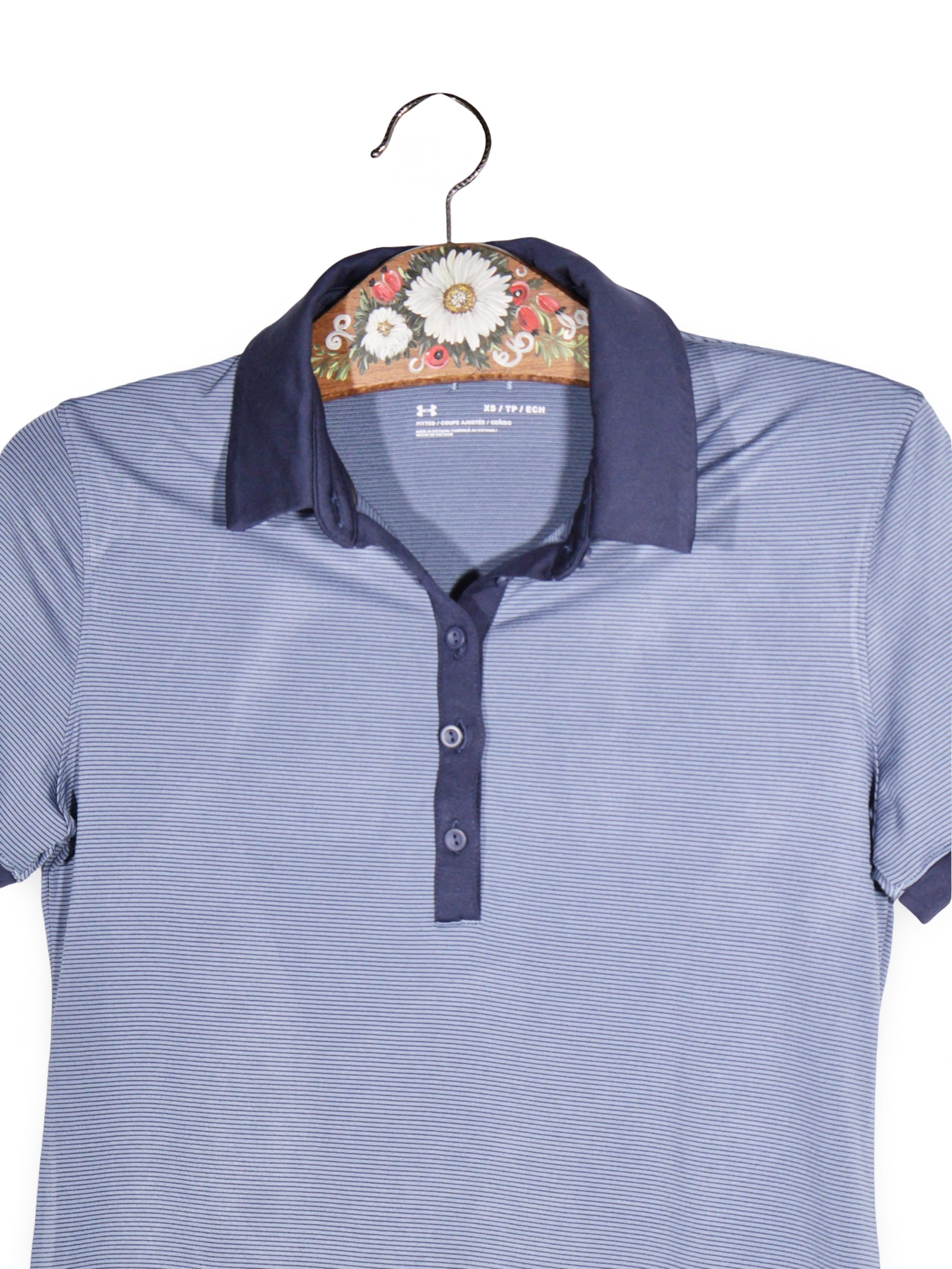 Tricou Under Armour cu dungi fine si guler contrastant – XS – Femei - imagine 2