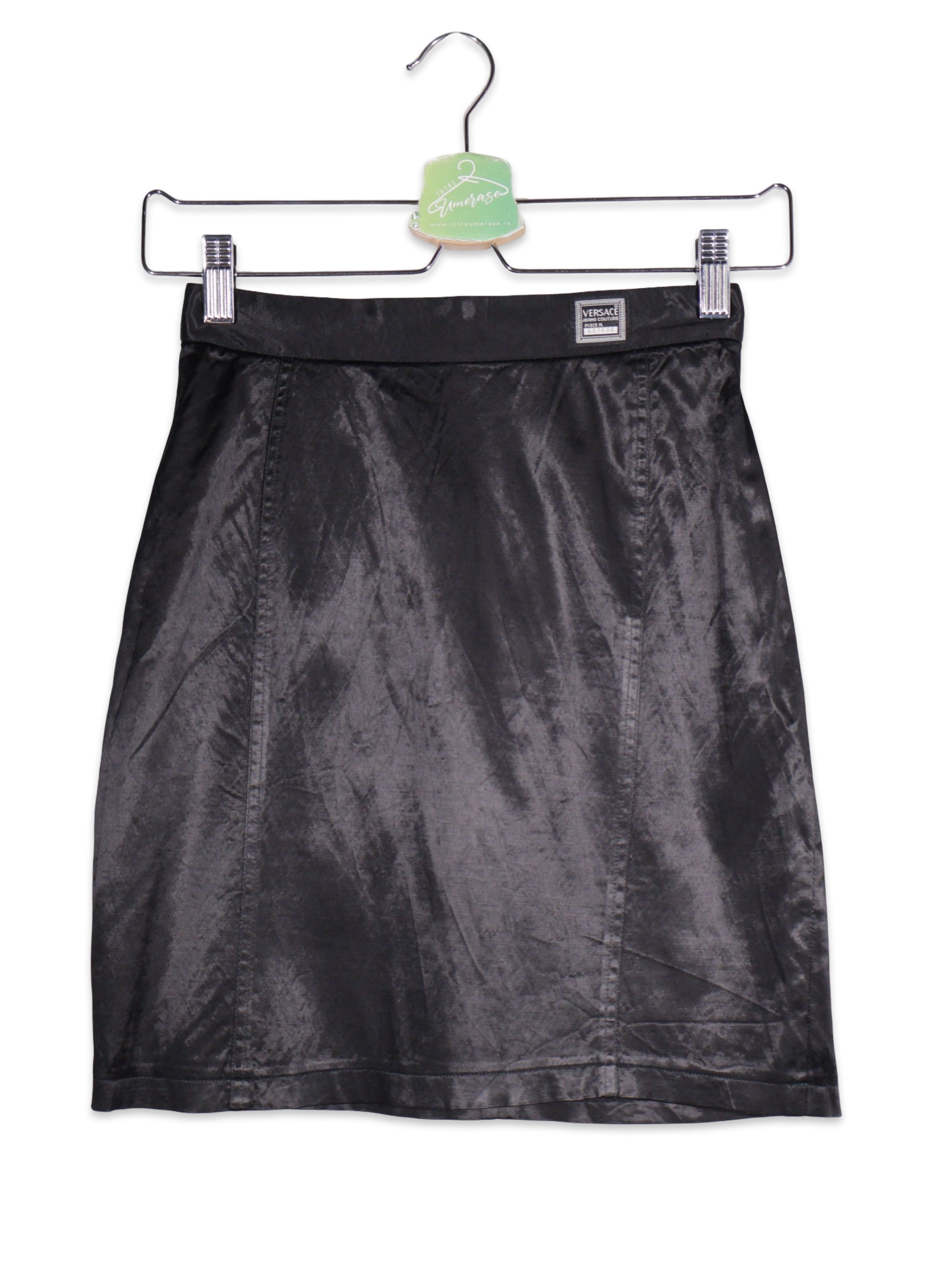 Fustă Versace neagră cu aspect satinat – XS – Femei - imagine 1