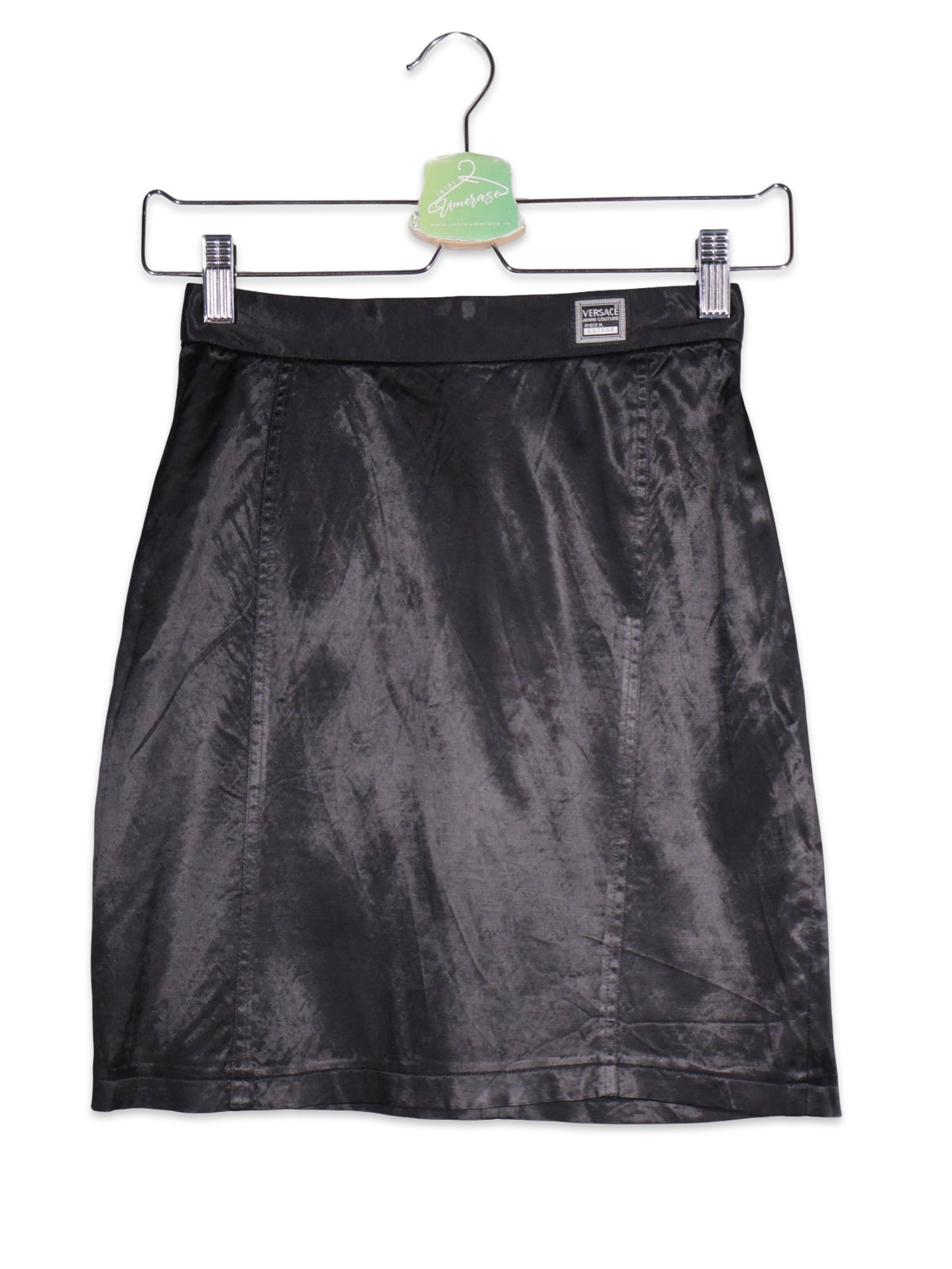 Fustă Versace neagră cu aspect satinat – XS – Femei - imagine 1