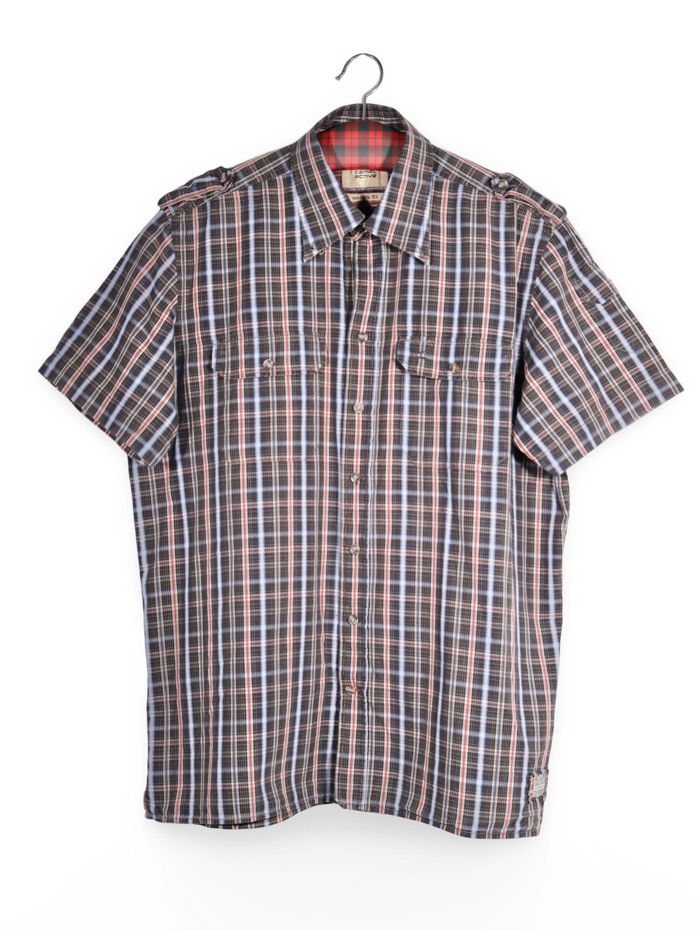 Cămașă Camel carouri multicolore cu buzunare duble – L – Bărbați - imagine 1