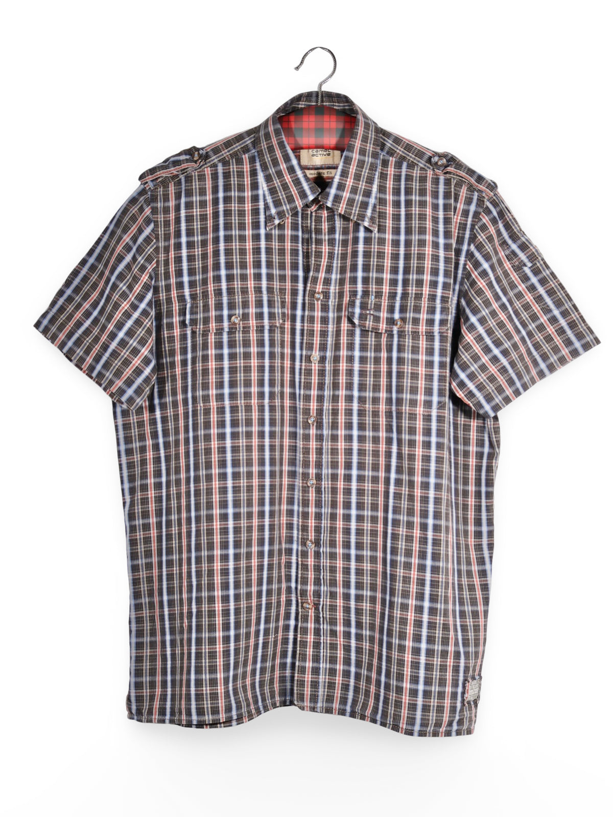 Cămașă Camel carouri multicolore cu buzunare duble – L – Bărbați - imagine 1