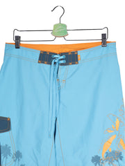 Pantaloni scurți - Adidas boardshorts albastru deschis cu imprimeu palmieri – S – Bărbați - detaliu