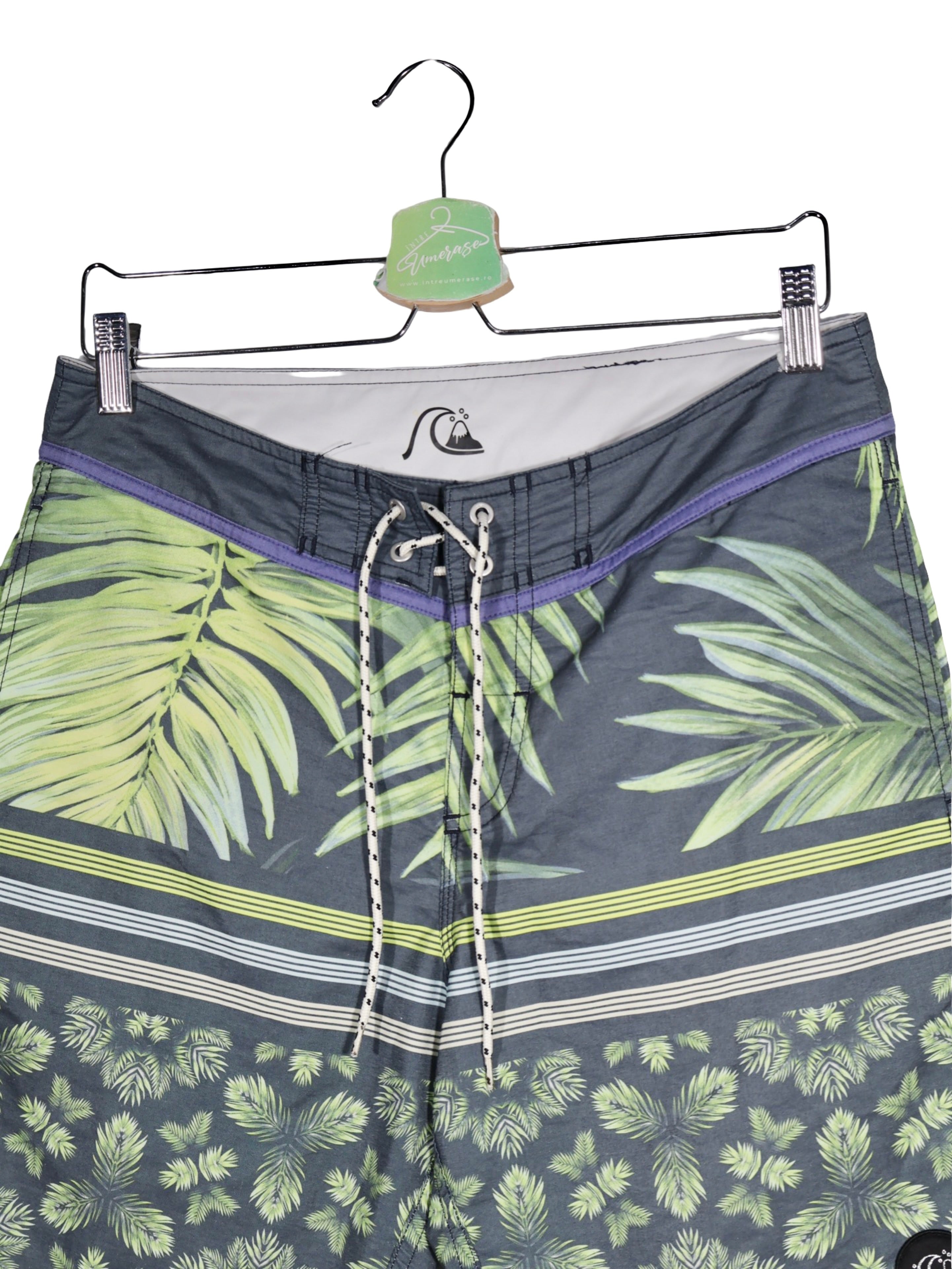 Pantaloni scurți - Quiksilver boardshorts gri cu print tropical – S – Bărbați - detaliu