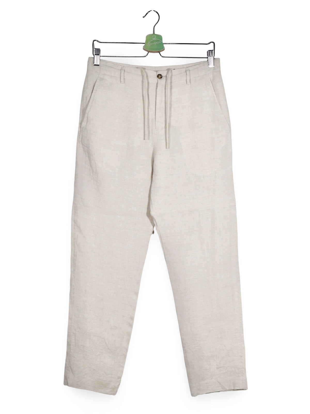 Pantaloni Zara din in crem cu croială dreaptă – S – Bărbați - imagine 1