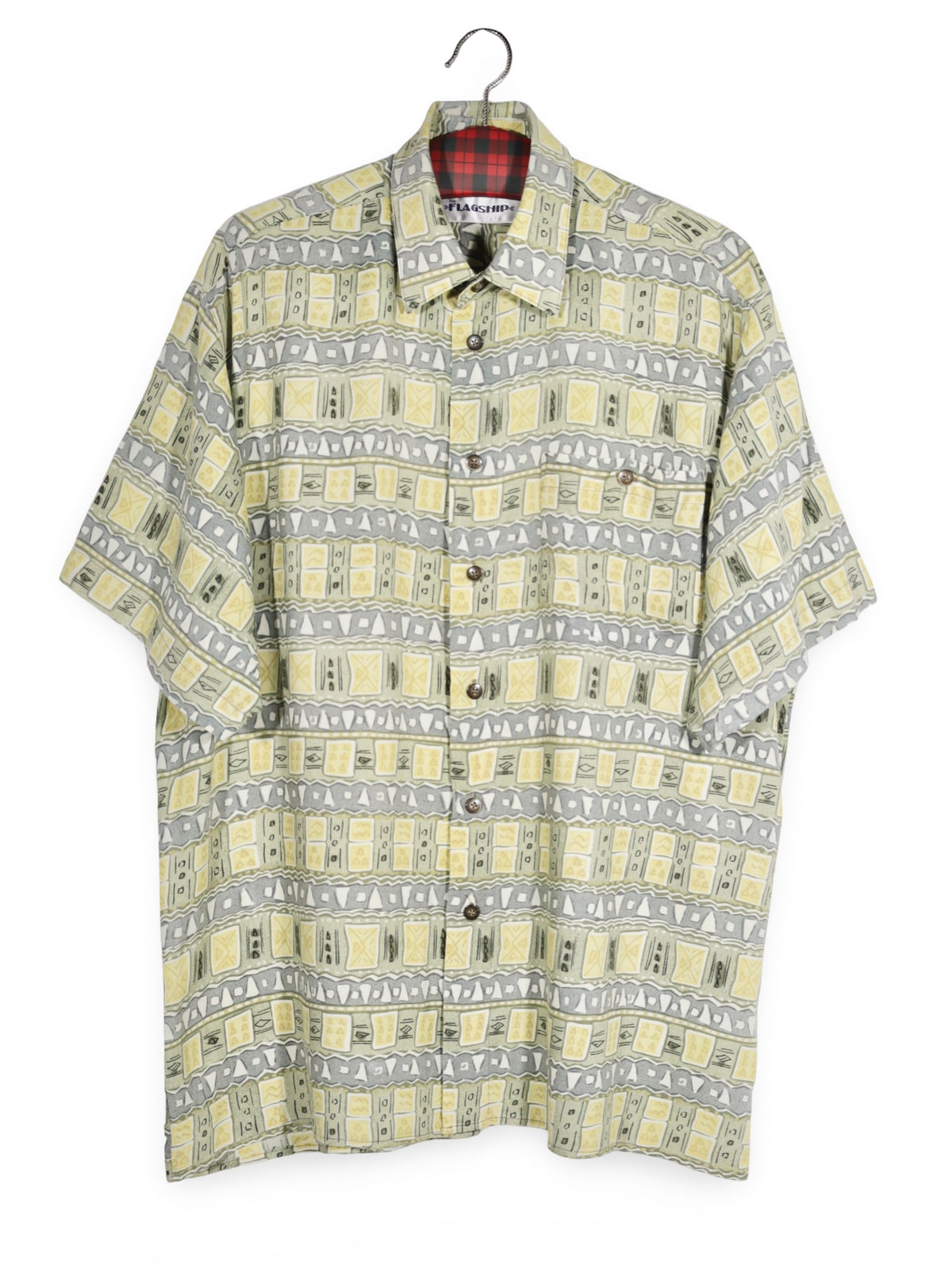 Cămașă Vintage cu imprimeu geometric multicolor – L – Bărbați - imagine 1