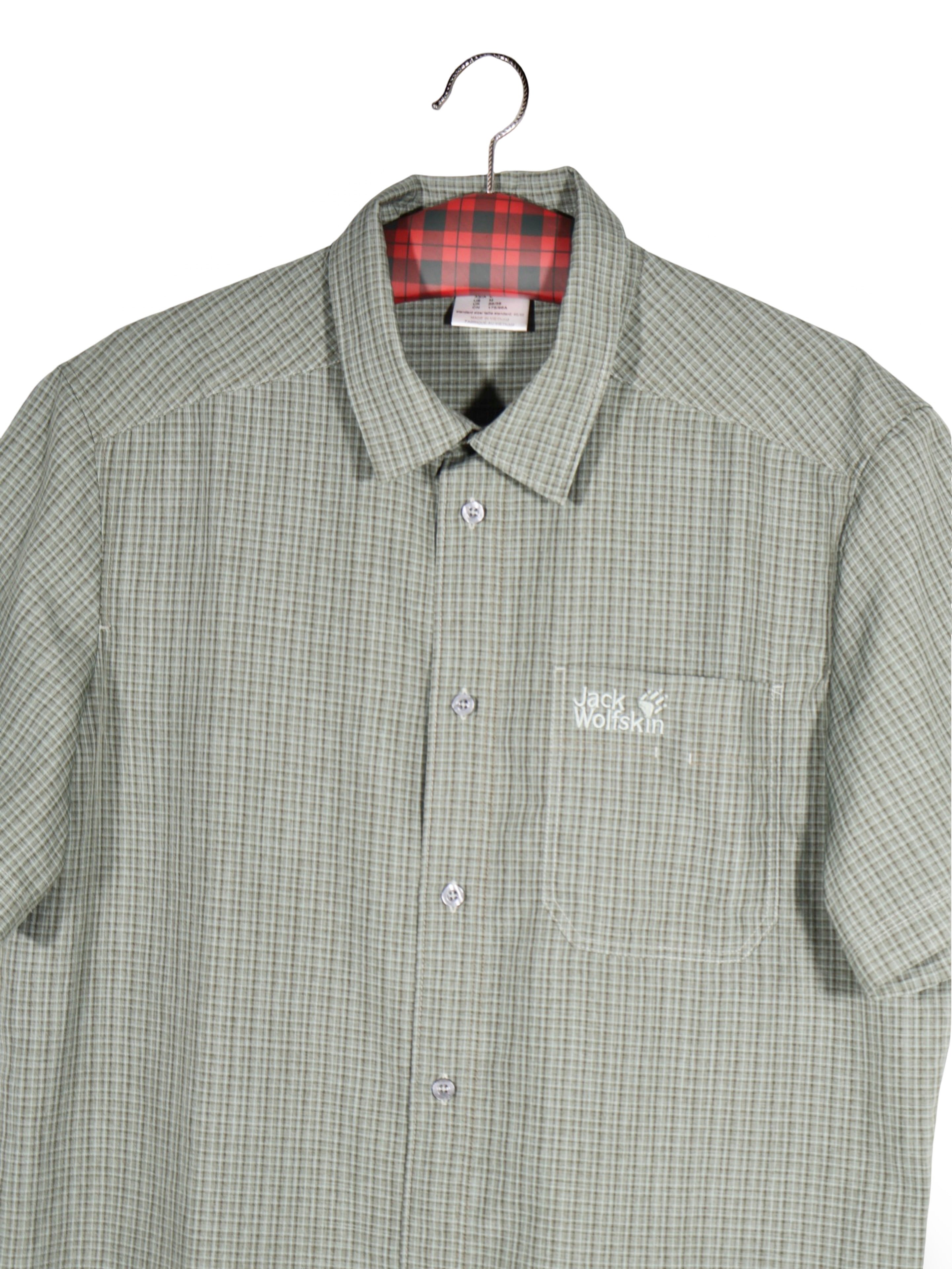Cămașă Jack Wolfskin carouri fine, verde-gri – M – Bărbați - imagine 2