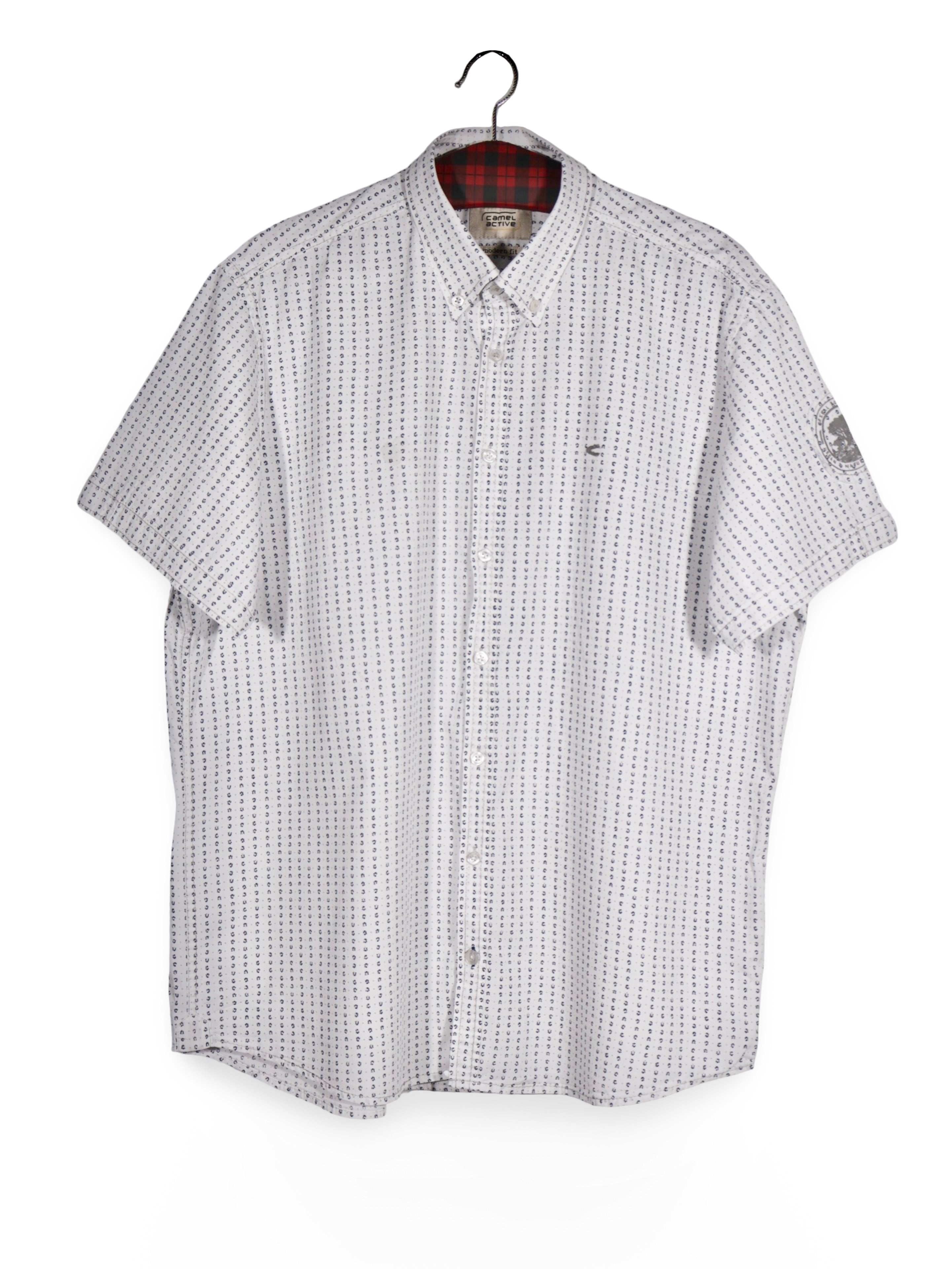 Cămașă Camel alb cu imprimeu geometric fin – XL – Bărbați - imagine 1