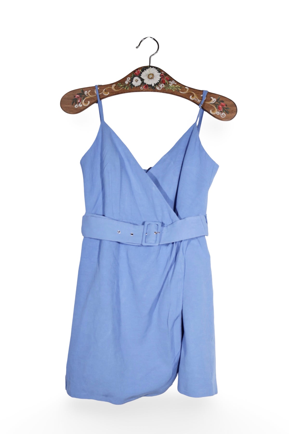 Rochie - ZARA petrecuta albastru deschis din amestec de in – M – Femei - fata
