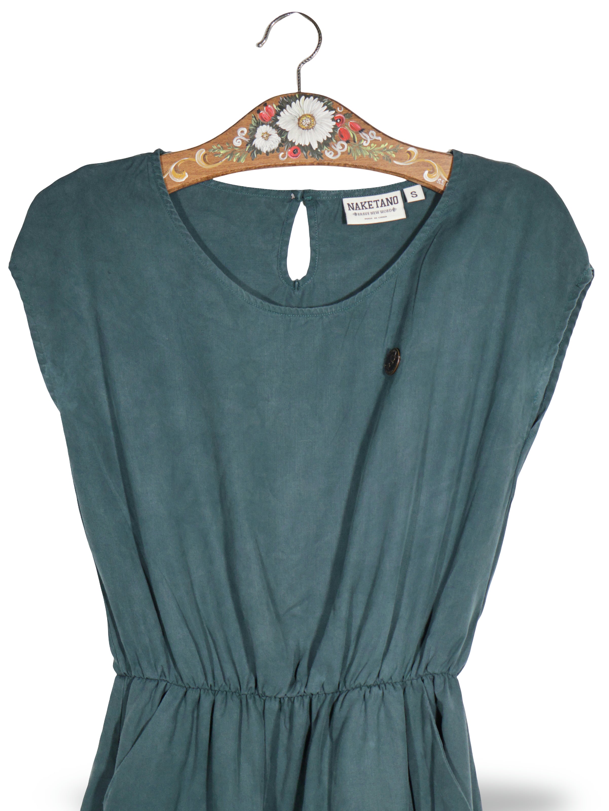 Rochie NAKETANO verde petrol mărime S detaliu material și croială second-hand premium