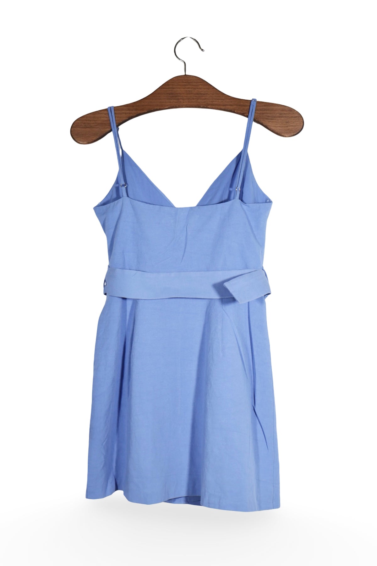 Rochie - ZARA petrecuta albastru deschis din amestec de in – M – Femei - spate