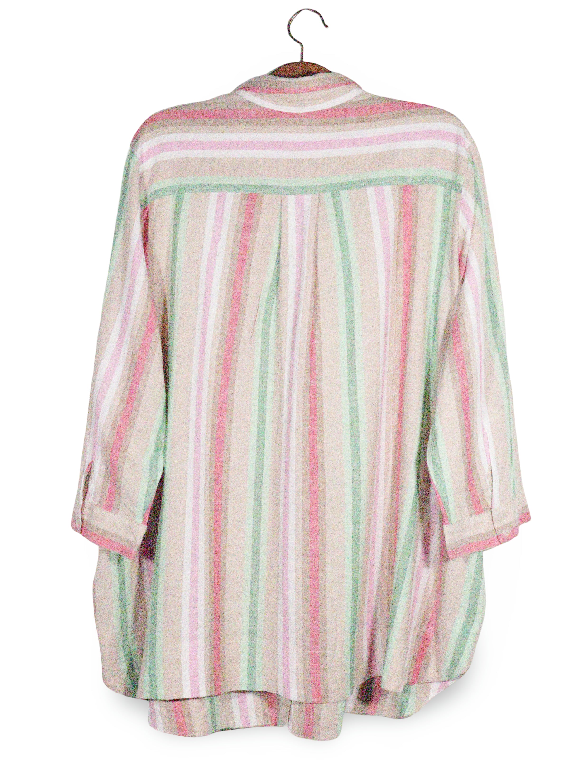 Camasa Gerry Weber multicolor pastel, cu tonuri de roz, verde si crem mărime 4XL+ vedere din spate second-hand premium