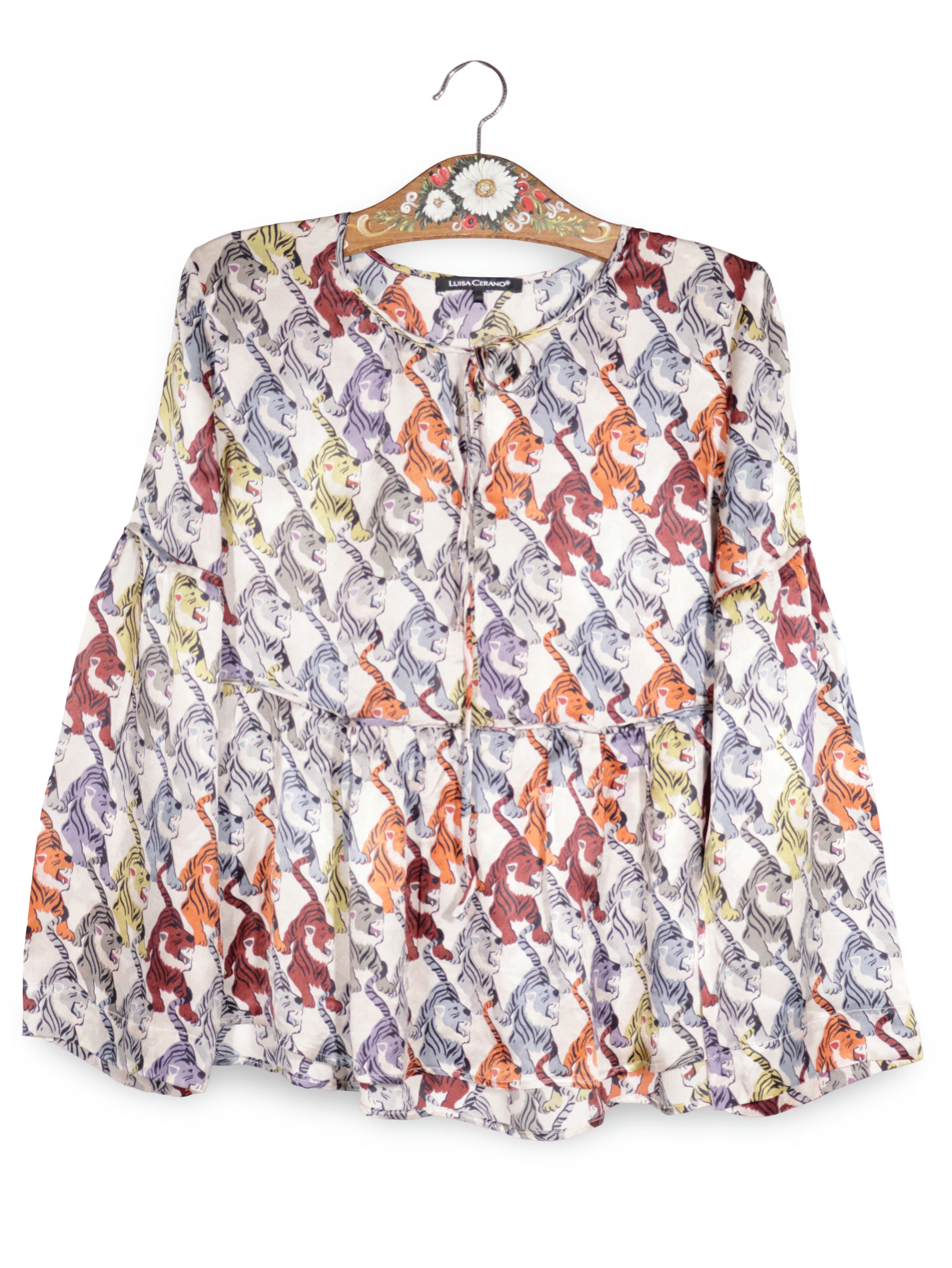 Bluza Luisa Cerano multicolor pe fond deschis mărime M vedere din față second-hand premium