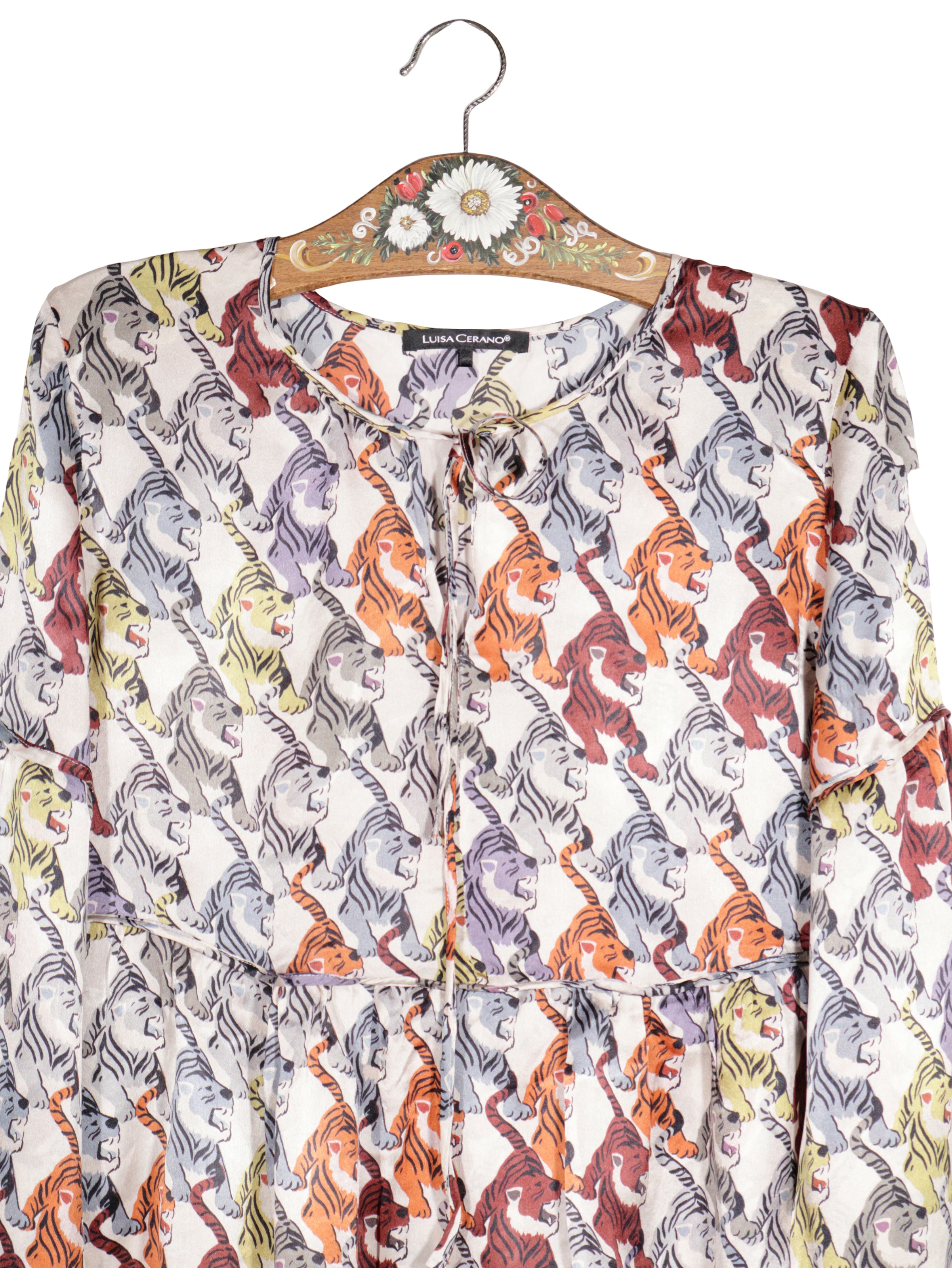 Bluza Luisa Cerano multicolor pe fond deschis mărime M detaliu material și croială second-hand premium