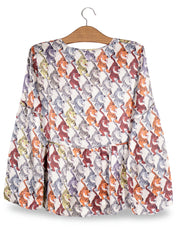 Bluza Luisa Cerano multicolor pe fond deschis mărime M vedere din spate second-hand premium