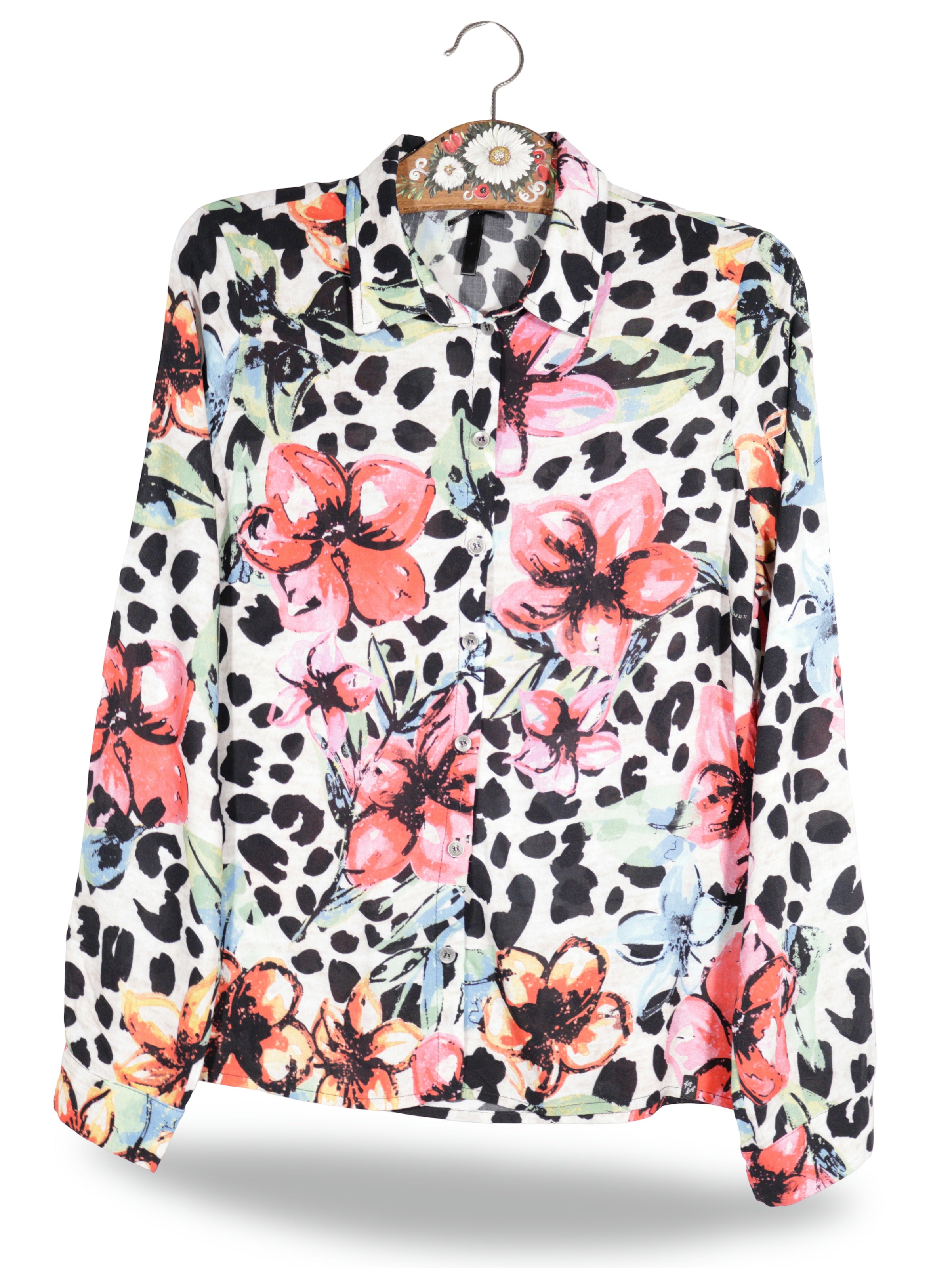 Camasa KEY LARGO alb, negru, roz, corai, albastru, verde pastel mărime S vedere din față second-hand premium