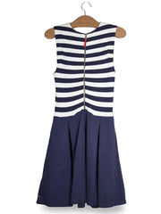 Rochie Tommy Hilfiger bleumarin și alb, cu accente galbene mărime S vedere din spate second-hand premium