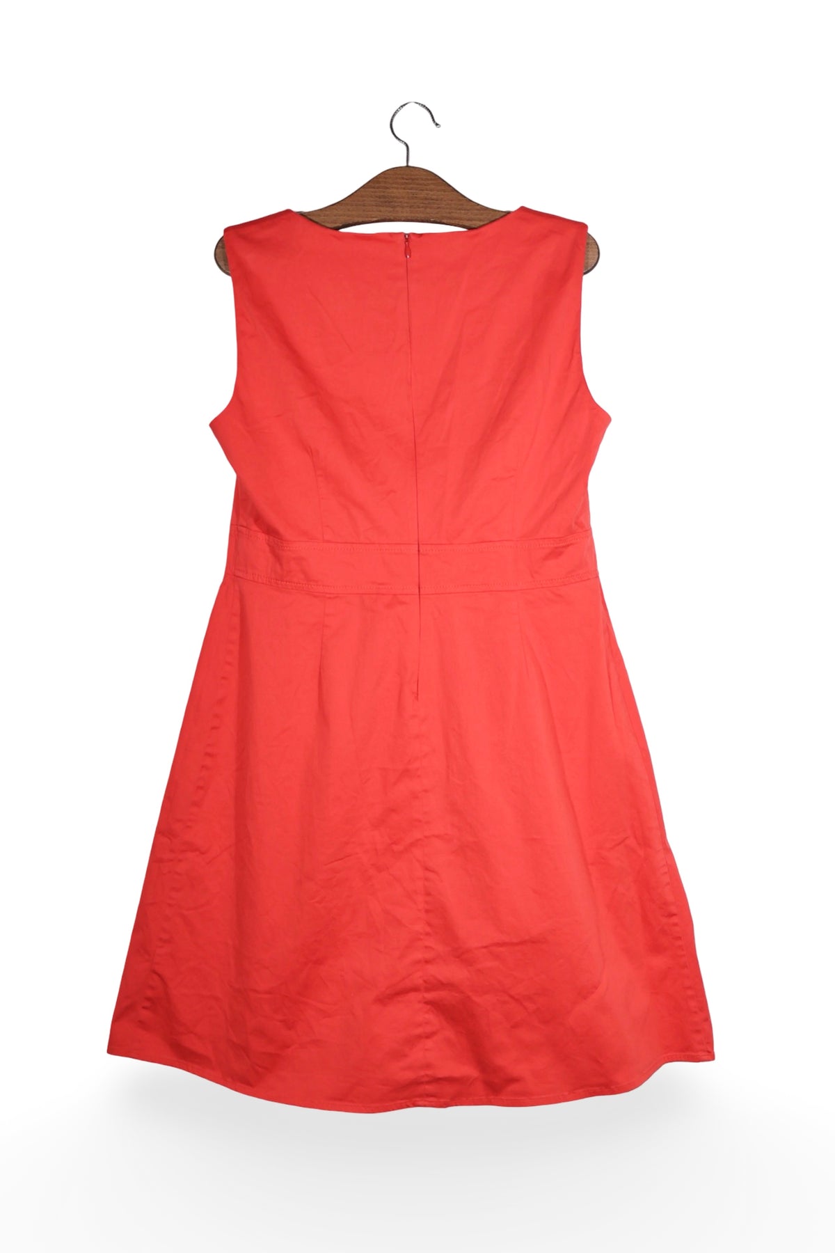 Rochie - Premium corai din bumbac cu pliseu – L – Femei - spate