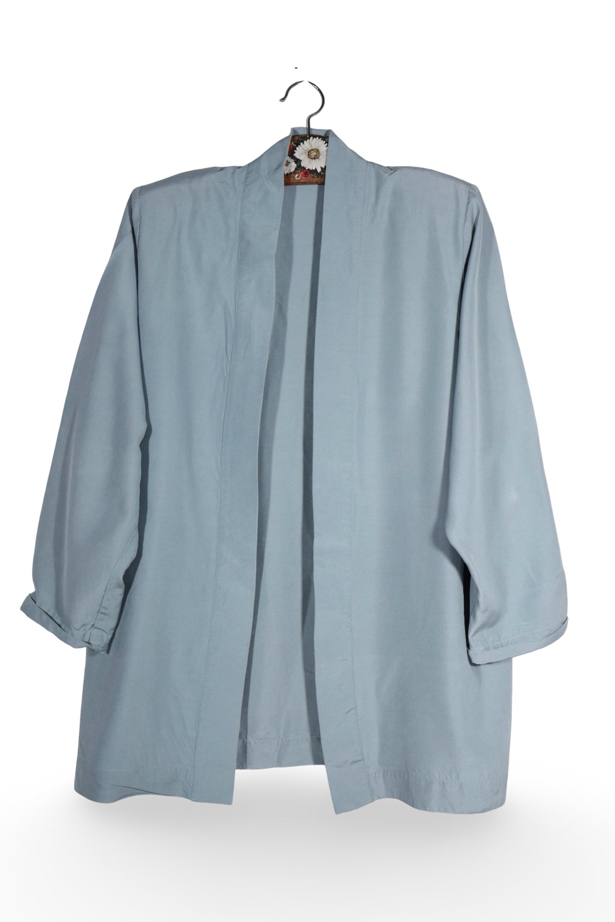 Sacou - Vintage albastru deschis din matase cu croiala lejera – L – Femei - fata