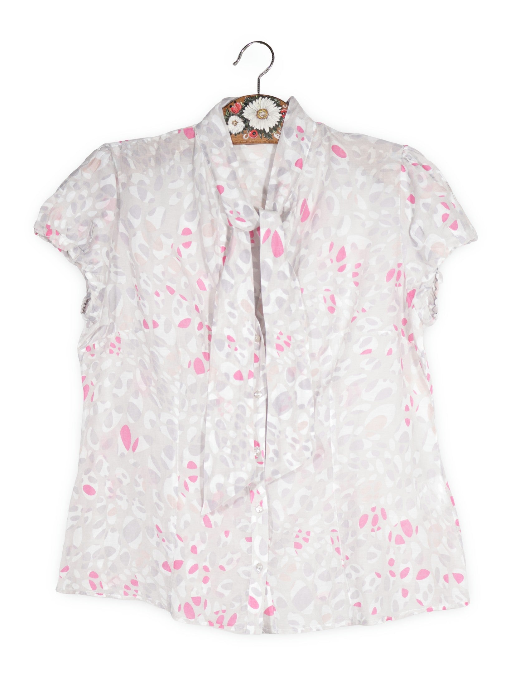 Bluza Selection by s.Oliver alb, roz, gri mărime L vedere din față second-hand premium