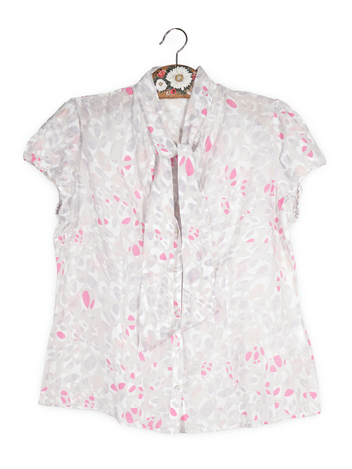 Bluza Selection by s.Oliver alb, roz, gri mărime L vedere din față second-hand premium