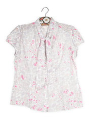 Bluza Selection by s.Oliver alb, roz, gri mărime L vedere din față second-hand premium