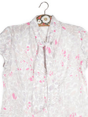 Bluza Selection by s.Oliver alb, roz, gri mărime L detaliu material și croială second-hand premium