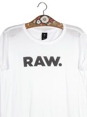 Tricou G-STAR RAW alb mărime M detaliu material și croială second-hand premium