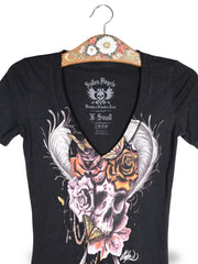 Tricou Sullen Angels negru mărime XS detaliu material și croială second-hand premium