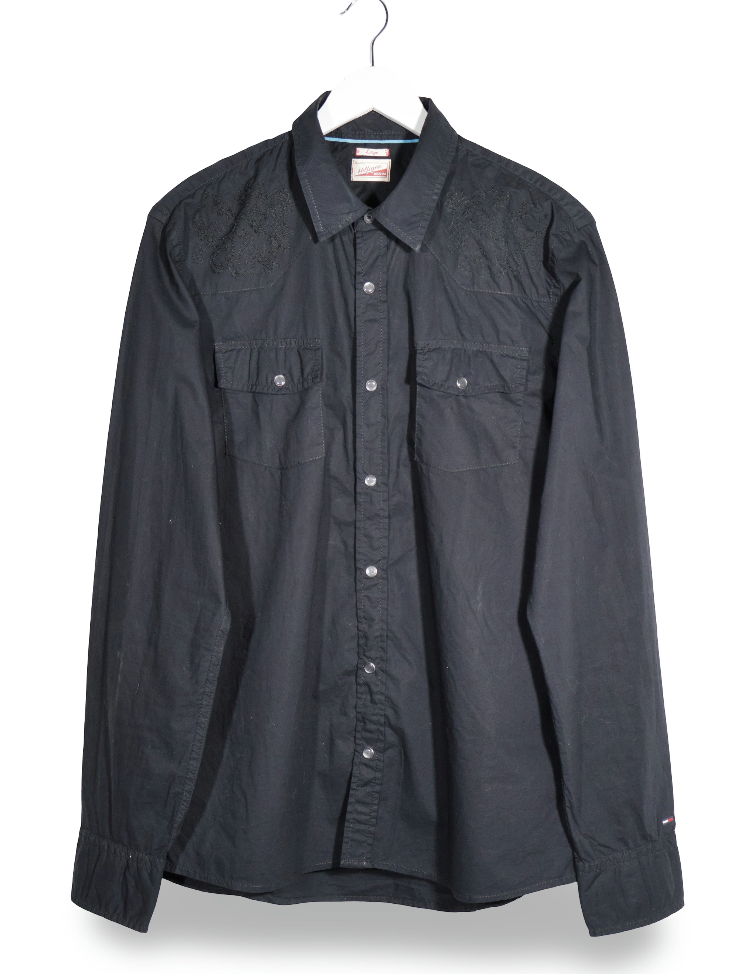 Camasa Tommy Hilfiger Denim negru mărime L vedere din față second-hand premium