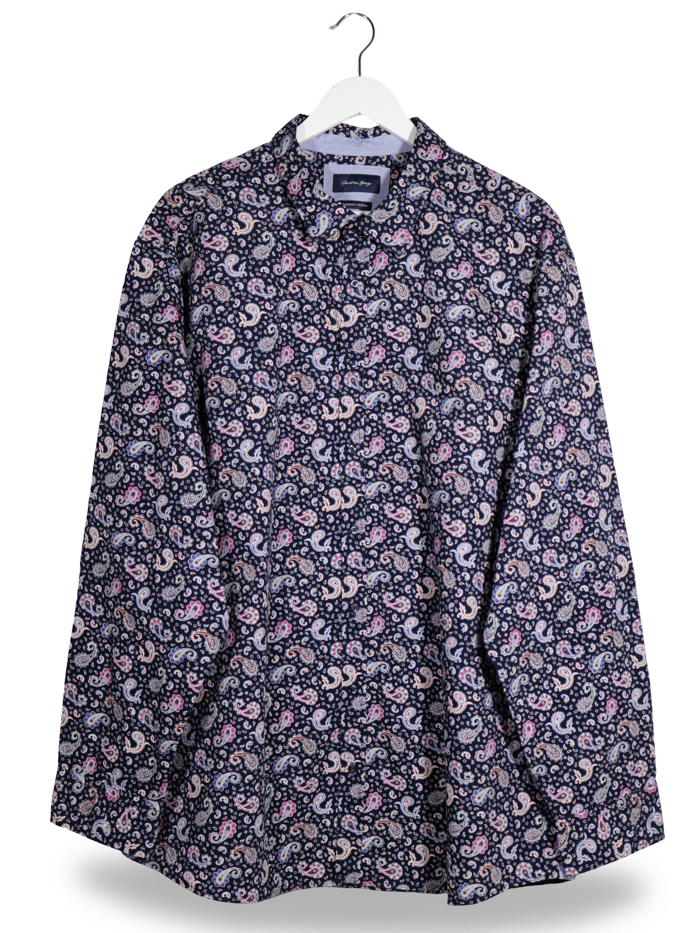 Camasa Christian Berg bleumarin cu imprimeu paisley multicolor mărime 3XL vedere din față second-hand premium